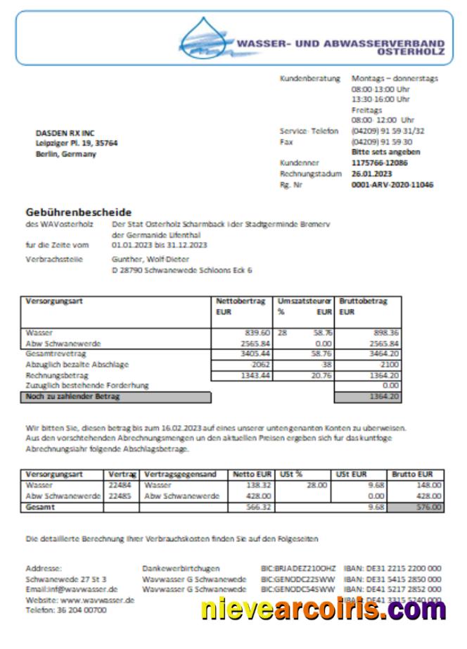 Wavwasser utility business bill